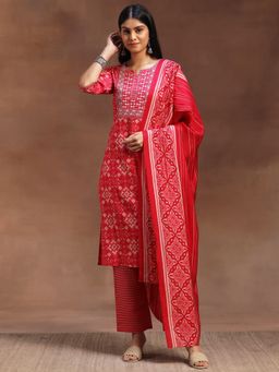 Libas - Pink Silk Blend Printed Kurta Sets for Women