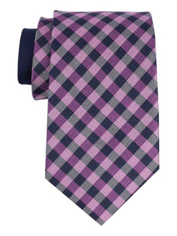 The Tie Hub - Checkered Purple Silk Necktie