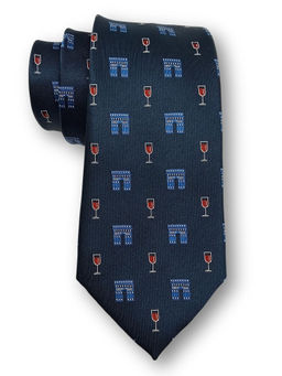 The Tie Hub - Navy Blue Wine Glass Silk Necktie