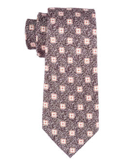 The Tie Hub - Pink Textured Floral Pure Silk Necktie
