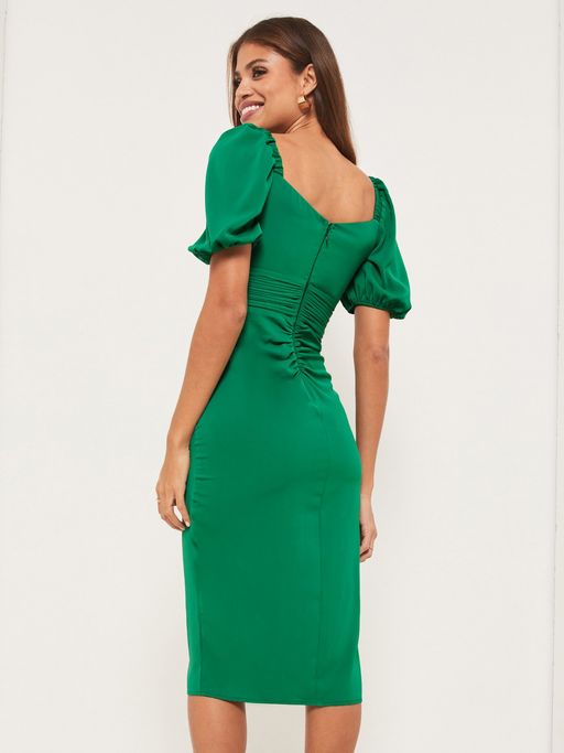 Buy Lipsy Green Cut Out Puff Sleeve Dress Online