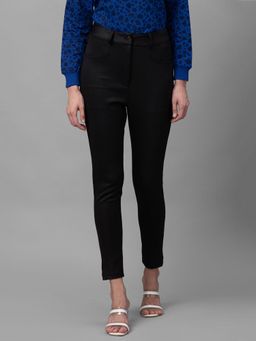 Globus - Black Self Design Skinny Fit Trousers