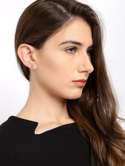 Yellow Chimes - Silver Toned Stud Earrings