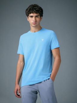 Technosport - Men Blue Solid Slim Fit Round Neck Sports T-Shirt