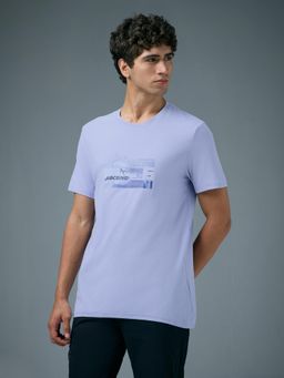 Technosport - Men Lavender Printed Slim Fit Round Neck Sports T-Shirt