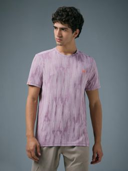 Technosport - Men Purple Jacquard Slim Fit Round Neck Sports T-Shirt
