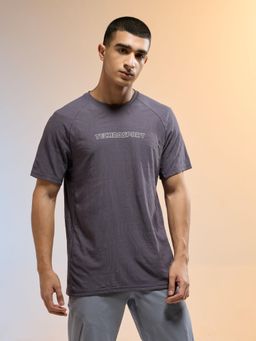 Technosport - Men Purple Jacquard Slim Fit Round Neck Sports T-Shirt