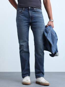 Flying Machine - Blue Mid Rise Straight Fit Jeans