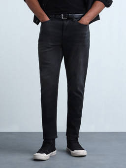 Flying Machine - Black Mankle Slim Fit Whiskered Jeans