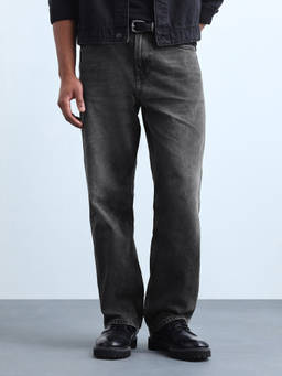 Flying Machine - Black Mid Rise Cobain Loose Fit Jeans