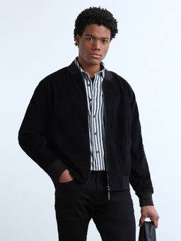 Flying Machine - Black Textured Polyester Oversized Men Jacket