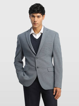 Arrow - Men Grey Tailored Fit Dobby Blazer