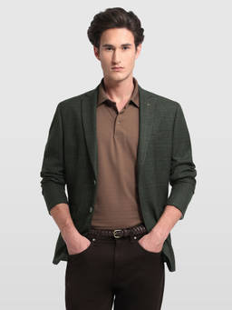 Arrow - Men Green Twill Glen Checked Blazer