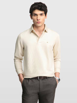 Arrow - Men Beige Solid Regular Fit Polo T-Shirt
