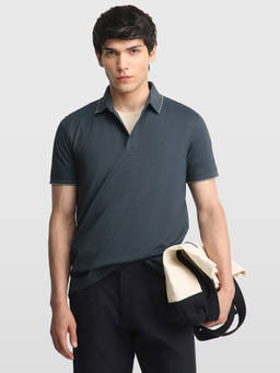 Arrow - Men Navy Blue Solid Regular Fit Polo T-Shirt