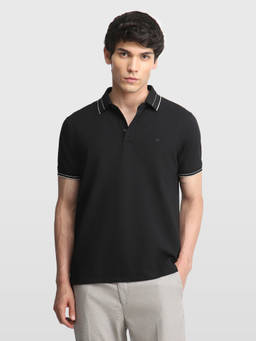 Arrow - Men Black Solid Regular Fit Polo T-Shirt