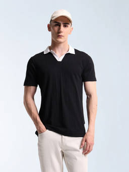 Flying Machine - Black Regular Fit Polo T-Shirt