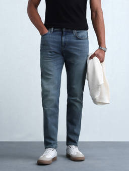 Flying Machine - Blue Slash Slim Fit Whiskered Jeans