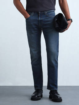 Flying Machine - Blue Straight Fit Whiskered Jeans