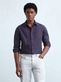 Flying Machine - Purple Regular Fit Oxford Shirt