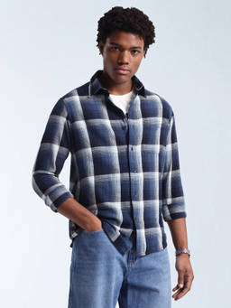 Flying Machine - Navy Blue Regular Fit Twill Shirt