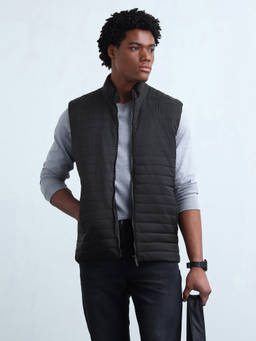 Flying Machine - Black Solid Regular Fit Puffer Jacket