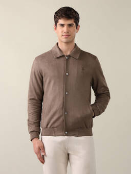 U.S. Polo Assn. Denim Co. - Beige Solid Regular Fit Bomber Jacket