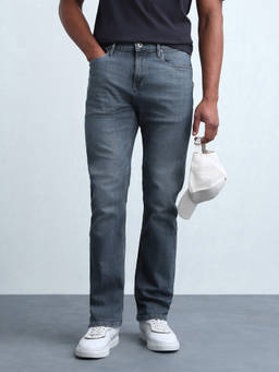Flying Machine - Grey F-Jango Straight Fit Whiskered Jeans