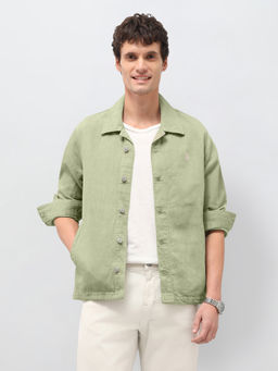 U.S. Polo Assn. Denim Co. - Sage Green Men Regular Fit Woven Shacket
