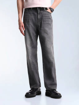 Flying Machine - Grey Cobain Loose Fit Whiskered Jeans