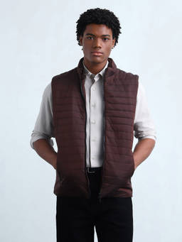 Flying Machine - Maroon Solid Regular Fit Puffer Jacket