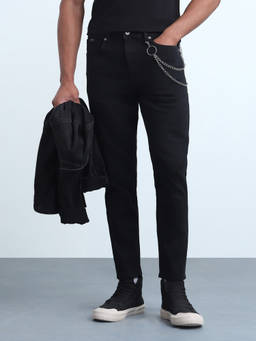 Flying Machine - Black Mankle Slim Fit Mid Rise Jeans