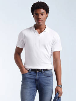 Flying Machine - White Regular Fit Polo T-Shirt