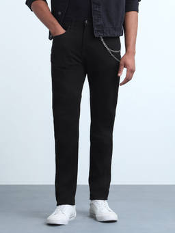 Flying Machine - Black Slash Slim Fit Mid Rise Jeans