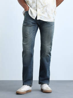 Flying Machine - Blue Straight Fit Whiskered Jeans