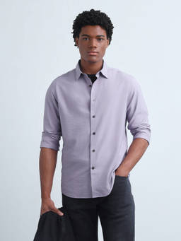 Flying Machine - Lavender Regular Fit Twill Shirt