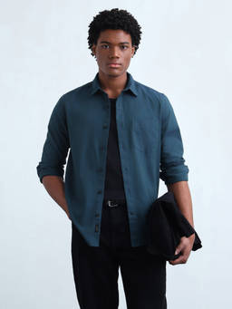 Flying Machine - Teal Regular Fit Oxford Shirt