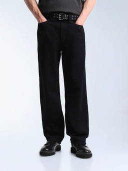 Flying Machine - Black Cobain Loose Fit Mid Rise Jeans