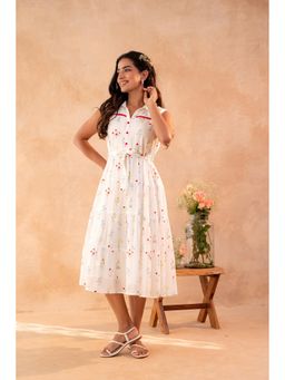 Juniper - Whisper Bloom Summer Off White Dress With Belt