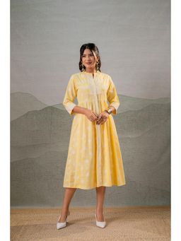 Juniper - Genda Phool Yellow Gathered Anarkali Dress