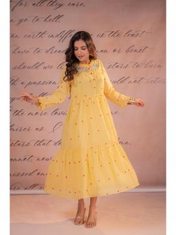 Juniper - Yellow Noor Tiered Festive Dress