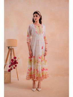 Juniper - Gulnaar Garden Panelled Pink Dress with Dori