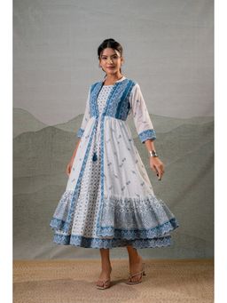 Juniper - Ivory Noir Indigo Heritage Flare Dress