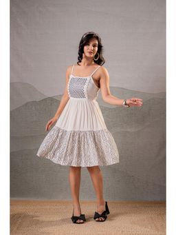 Juniper - Elegant White Lace Panel Fit and Flare Dress