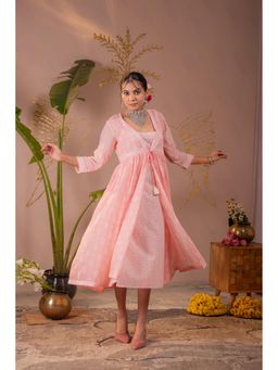 Juniper - Gulbagh Noor Panelled Pink Dress with Dori