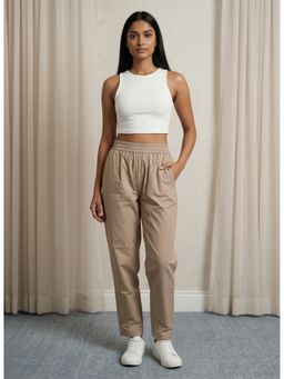 Zuri - Women Comfort Fit Premium Cotton Taupe Pant