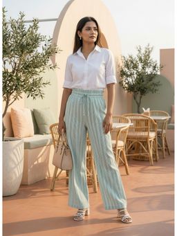 Zuri - Women Stripped High Rise Parallel Blue Pant