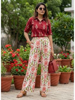 Zuri - Boho Chic Printed Flared White Pant