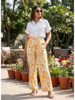 Zuri - Boho Chic Printed Straight Yellow Pant