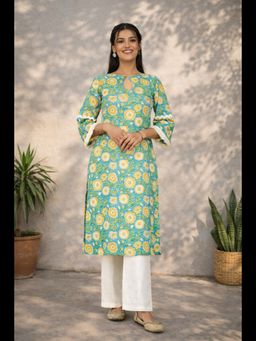 Stree Basics - Green Cotton Kurta